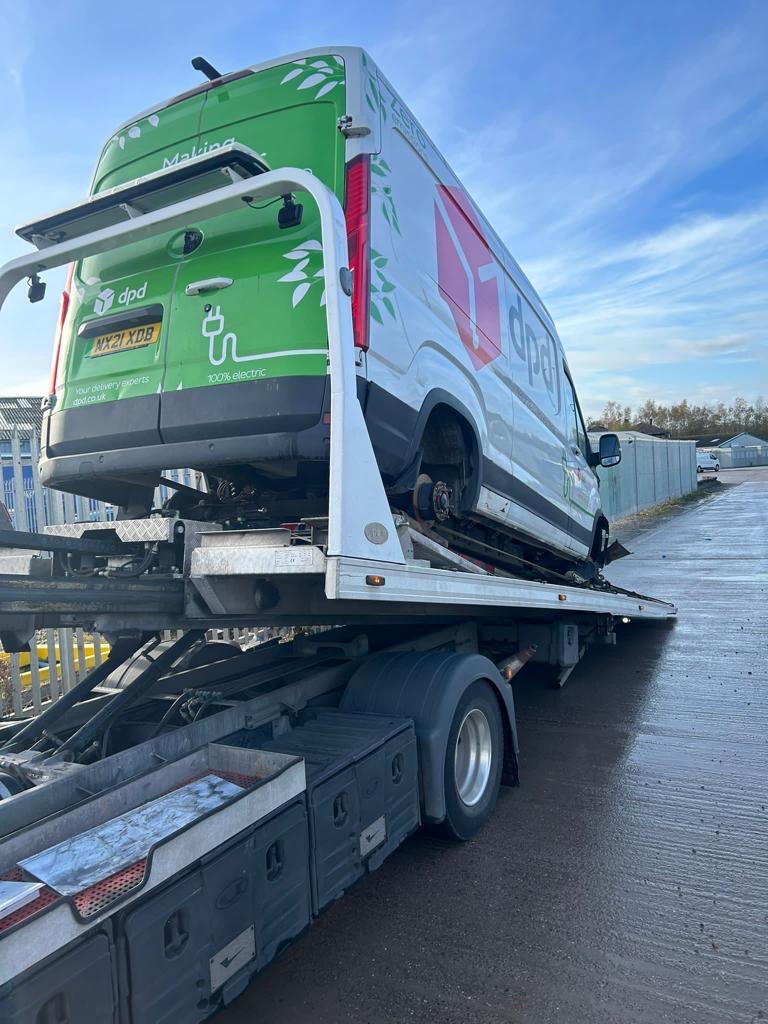 FMR recovery — Van on flatbed