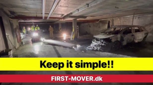 First-Mover extracting a burned-out EV in an underground car park